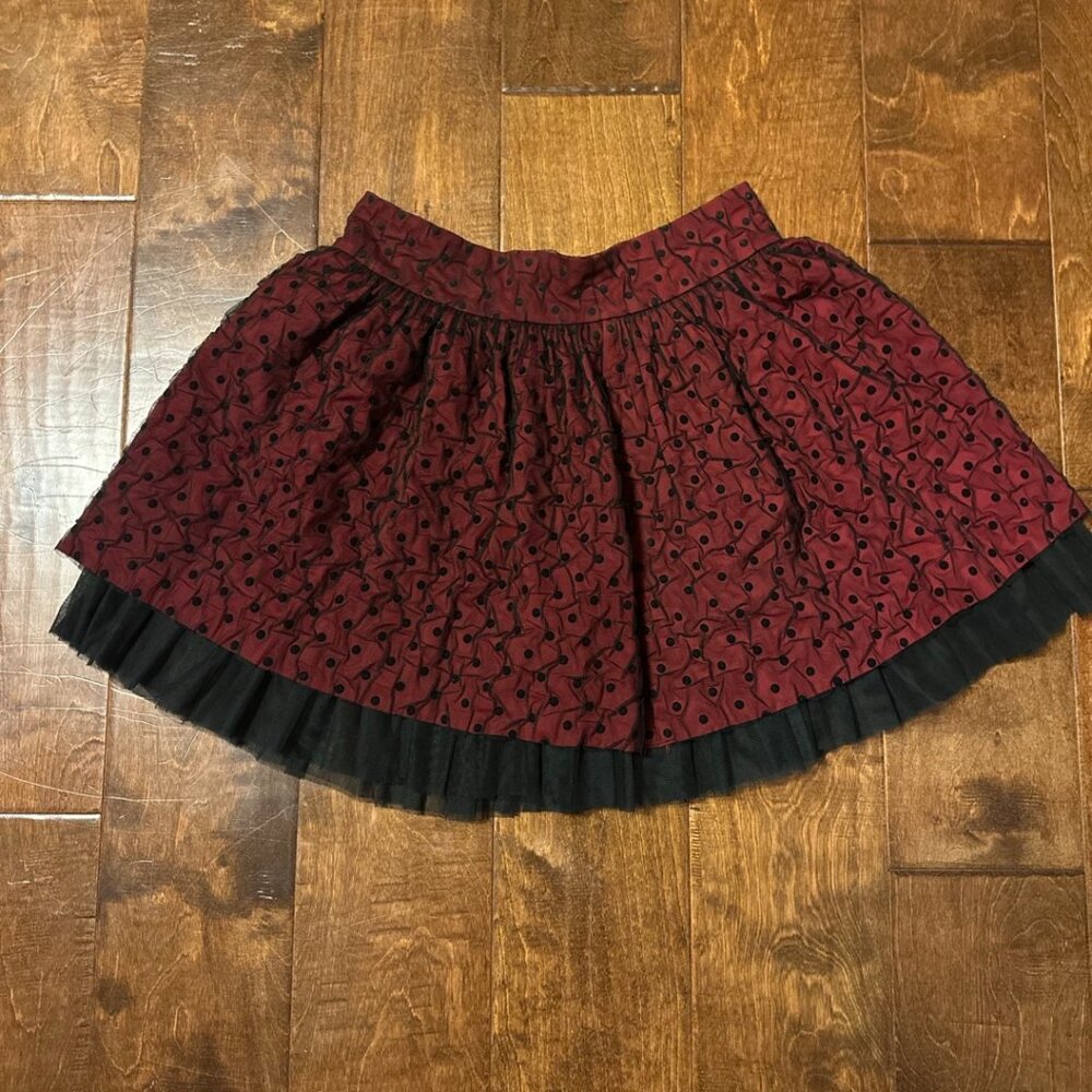 VINTAGE FLOCKING MESH DETAIL SKIRT